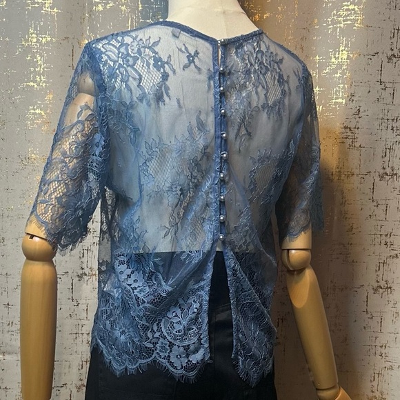 Charlotte Russe Blue Lace Top - Picture 6 of 8